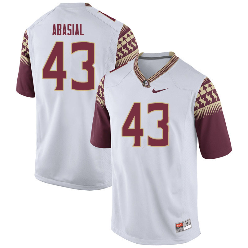 Men #43 Keoki Abasial Florida State Seminoles College Football Jerseys Sale-White
